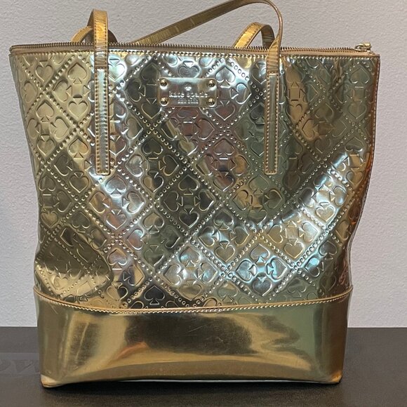 kate spade Handbags - Kate Spade Metallic Gold Spade Embossed Tote
